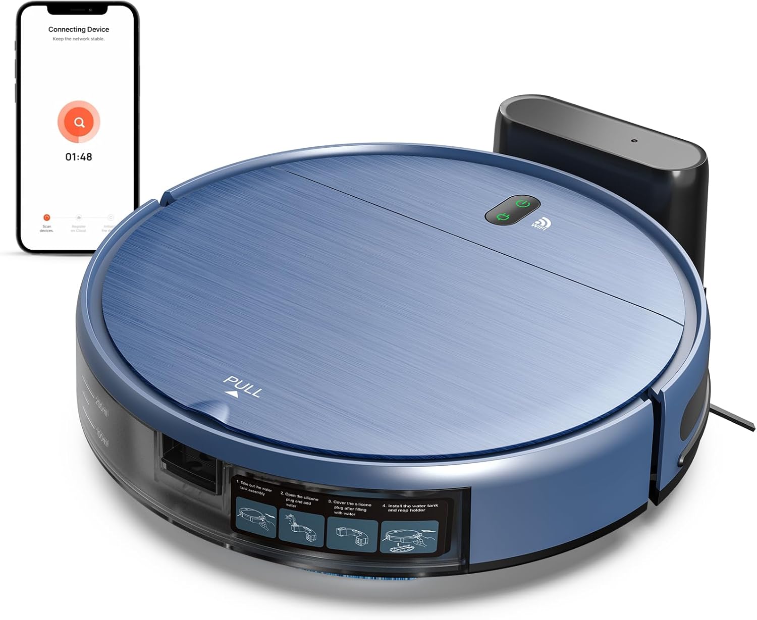 Robot Vacuum and Mop Combo, 2 in 1 Robotic Vacuum Cleaner, with WiFi/App/Voice, Schedule Settings, Self-Charging, Ideal for Hard Floor, Pet Hair and Low Pile Carpet